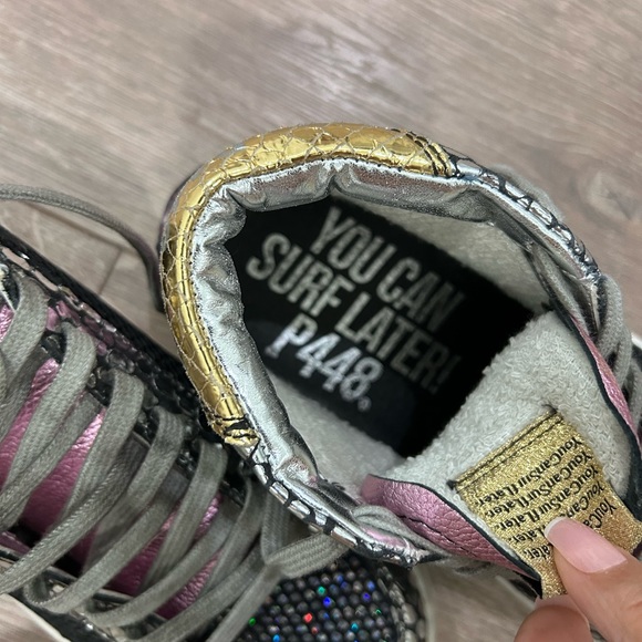 💰PRICE⬇️P448 • Queens Mid-top Sneakers In Croco Leather & Glitter Mesh • 37/7 - Picture 5 of 7